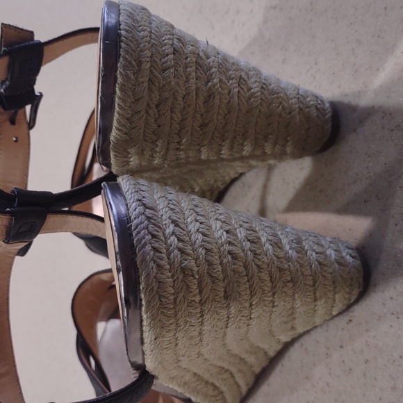 Cole Haan Black Leather Espadrille Wedge Sandals Size 9 Medium EUC - Picture 10 of 16